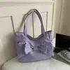 Bolsa tote transversal casual de nylon com padrão de estrelas estilo coreano minimalista 2026 com laço e grande capacidade