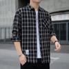 Camisa Masculina Xadrez Solta de Inverno Jaqueta de Outono Camisa de Flanela de Manga Longa para Estudante Roupa Masculina Casual Espessada com Forro de Lã