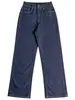 Los nuevos jeans de mezclilla azul oscuro de Sudu con fijación de color para mujer, versátiles y estilizados, hechos de Lyocell, con forro interior estampado y puños