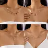 Collar Cruzado Transfronterizo Europeo y Americano para Mujer Estrella de Cristal Estrella de Mar Concha Colgante Perla Cadena de Cereza Multi-Colgante Collar Corto