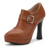 25026 Botines Impermeables de Plataforma con Tacón Alto, Punta Fina de Pico Profundo, Hebilla de Cinturón, Profesionales para Viajes Diarios, Zapatos de Tacón Alto para Mujer