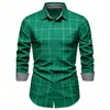 Camisa a cuadros para hombre de Amazon europea y americana transfronteriza, camisa de manga larga elástica en cuatro direcciones para hombre