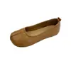 Zapatos planos de punta dividida con costura frontal para mujer, nuevo modelo 2026, cuero suave, punta redonda, escote bajo, cómodos, sin cordones, versátiles, zapatos de vestir retro