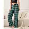 En Stock Amazon Aliexpress Transfronterizo para Mujer Estampado a Cuadros Lazada Holgados Pierna Recta Pantalones Pantalones de Pijama