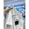 Camiseta Boxy Branca-Cinza Verão Transfronteiriça Desconstruída Manga Curta Peso Pesado Gola Reversível Casual Americano Ombro Normal Manga Meia Manga Polo para Homem