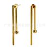 Pendientes largos asimétricos de acero de titanio chapado en oro de 18 quilates, diseño de nicho europeo y americano, pendientes regalo Año del Tigre E211344