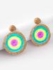 Nueva Llegada Enredadera de Césped Artificial Hecha a Mano Aretes Trenzados Aretes de Estilo Bohemio para Vacaciones Aretes Geométricos Distintivos para Mujer