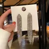 Aretes de Aguja Plateada con Borlas de Gota de Agua Incrustadas de Diamantes, Estilo Palacio, Nicho, Aretes Versátiles, Lujo Ligero, Venta al por Mayor de Aretes de Gama Alta