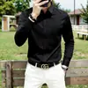 Camisa de manga larga color burdeos sin costuras para hombre, marca importada de Francia, corte ajustado, libre de arrugas, estilo business casual, con cuello para otoño