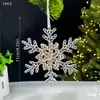 Decoraciones navideñas transfronterizas lentejuelas colgante acrílico colgante de copo de nieve transparente accesorios para la disposición de la escena del árbol de Navidad