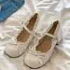 Zapatos Planos de Encaje con Lazo Estilo Lolita Franceses para Mujer 2026 Nueva Colección Primavera y Verano Zapatos Planos Puntiagudos Versátiles Mary Jane