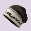 Diseño Retro Americano Jacquard Gorro Holgado Invierno Estilo Perezoso Tejido Cálido Circunferencia de Cabeza Grande Protección para los Oídos Cálido Gorro para el Frío