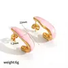 Brincos de Aço Inoxidável Coloridos Estilo Ins com Gota de Óleo para Mulheres, Brincos de Aço Titânio Banho a Vácuo 18K Modernos e de Alta Qualidade