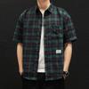 2024 Verano Japonés Nuevo Camisa de Manga Corta a Cuadros para Hombre Guapo Moda Juvenil Casual Camisa Cárdigan al por Mayor
