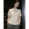 Camisa de Manga Corta con Cuello Alto Estilo Francés para Mujer, Diseño Retro, Top para Viajar al Trabajo, Nuevo Modelo de Verano 2026, Artículo Popular de Moda de Este Año