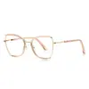Armazón de Gafas Moda Anti-luz Azul 3158 Estilo Sudamericano Abstinencia Espejo Plano Dorado TR Armazón Óptico de Alta Calidad para Mujer
