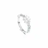 Anillo Par de Trebol de Cuatro Hojas con Espina de Plata de Ley S999 Nicho Textura Asimétrica Anillo Abierto Anillo de Pareja de Plata Pura Venta al por Mayor