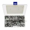 Set de caja transfronterizo de 201 tuercas hexagonales de acero inoxidable con brida, dientes y arandelas, diseñado para prevenir el aflojamiento y el deslizamiento