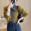 Estilo Coreano Outono e Inverno Novo Design Jeans Costurado Gola Polo Cardigan de Tricô Retrô Suéter de Estilo Relaxado Casaco Feminino