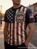 Camiseta Patriótica 3D Masculina Americana 250º Aniversário 1776-2026 Dia da Independência 4 de Julho Manga Curta