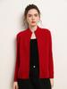 Cardigan com zíper outono e inverno novo feminino cor sólida cashmere malha jaqueta com gola vertical suéter duplo grosso cardigan