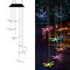 Campana de viento solar LED con forma de libélula, luz de campana de viento para patio, jardín, campanas de viento solares coloridas que cambian de color