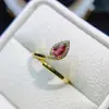 Anillo Popular de Turmalina Natural al por Mayor de Fábrica Plata S925 Incrustado con Piedra Principal 4*6 Joyería de Lujo Venta Directa de Fábrica