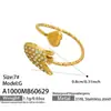Colección de Anillos Abiertos Ajustables con Incrustaciones de Circonia Estilo Fino Elemento Marino Acero Inoxidable Oro de 18 Quilates Joyería Europea y Americana para Mujeres