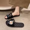 Corea del Sur Zapatillas de Satén Bordadas Florales Vintage Suela de Tendón de Res para Mujer para Exterior Antideslizantes de Alta Calidad Sandalias y Zapatillas