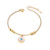 Pulsera de frijol dorado pequeño estilo nuevo, pulsera de hierba de la suerte con cuentas blancas redondas romanas y letras mágicas, pulsera de moda que combina con todo.