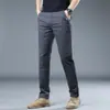 Calça Masculina de Algodão Puro de Alta Qualidade 2026 Nova Primavera/Verão Leve Business Elástica Reta Casual para Homens Respirável e Absorvente de Suor