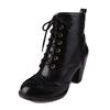Suministro Transfronterizo Botas Martin de Tacón Grueso de Tacón Alto Talla Grande 40-54 Cierre Frontal con Cordones Botines Cortos Retro Tallados Botas para Mujer