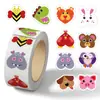 1 Rollo/500 Hojas de Rollo de Pegatinas con Forma de Corazón de Animal Cinta para Diario Personal Pegatina Decorativa Pegatina para Sellar Sobres
