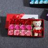 Caixa de Presente com 12 Flores de Sabão e Urso de Sabão Florido Aniversário Presente Criativo Presente para o Dia das Mães Fabricante Atacado