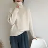 Suéter Pulóver de Cuello Alto Holgado Sencillo Estilo Coreano para Mujer Otoño Invierno Nuevo Estilo Adelgazante Versátil Top Básico de Punto