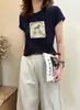 Camiseta de Algodón Acanalado Guangzhou Shisanxing de 220g para Mujer, Directo de Fábrica, Corte Entallado, Top de Manga Corta de Moda, Suministro Exclusivo Segunda Remesa de Verano