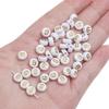 Cuentas planas de acrílico de 4x7 mm con letras individuales de oro blanco inglés, accesorios de joyería con cuentas para educación temprana para niños