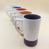 Taza Cerámica Gran Capacidad 500ml Logo Impreso Taza Embudo Mate Color Cubierta de Silicona Termoaislante Taza de Café
