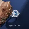 Anillo de Moda Europeo y Americano de Alta Gama con Rubí y Zafiro Sintéticos Estilo Palacio de Lujo Ligero Retro Anillo Ajustable de Piedras Preciosas de Colores Circonita para Mujer