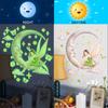 Ycg4057-Zc Dibujos Animados Luz Verde Luna Mariposa Estrella Pegatinas Luminosas Decoración del Hogar Pegatinas de Pared Autoadhesivas