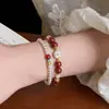 Pulseira de Ágata Vermelha Natural, Turquesa e Pérola com Pérolas Swarovski, Contas de Pedra da Lua Vermelha, Joias de Contas da Moda Empilháveis