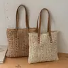 Bolsa de Playa para Vacaciones de Verano en la Costa Bolsa Grande de Paja Tejida para Mujer 2026 Nueva Versátil Casual Bolso de Hombro/Axila
