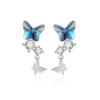 Joyería de Mariposa de Plata Esterlina 925 Set de Collar para Mujer Pulsera de Cristal Aretes de Amazon Set de Tres Piezas Set de Joyería