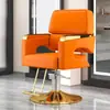 Silla giratoria con reposabrazos elevable de acero inoxidable para barbería, silla reclinable para estilismo y corte de cabello para salón de peluquería