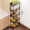 Estante de almacenamiento de huecos de cocina multicapa, carrito para huecos estrechos, solución de almacenamiento ultranarrow para el lateral del refrigerador, estante móvil de pie