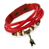 Popular Europeo y Americano Nuevo Colgante de Torre de Hierro Tejido Pulsera de Cuero Correa de Reloj Accesorios para Estudiantes Pulsera de Cuero Genuino