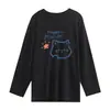 Camiseta Branca de Algodão Puro Manga Longa Tamanho Grande Solta para Mulheres Novo Estilo Camisa para Camadas Internas Top Tendência para Camadas