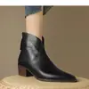 Botines retro estilo británico Martin para mujer, nueva colección primavera/verano 2026, botines de tobillo de moda y versátiles con punta y tacón grueso