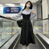 Camisa a Rayas Estilo Otoño Reductora Edad Estilo Universitario para Mujer Talla Grande Vestido de Dos Piezas Falsas Estilo Tía Adelgazante Oculta Vientre Sensación de Alta Gama