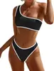 Bikini Sexy de Corte Dividido 2025 Tie-Dye Color Puro para la Costa Nuevo Bikini de Baño Europeo y Americano Estación Independiente Amazon